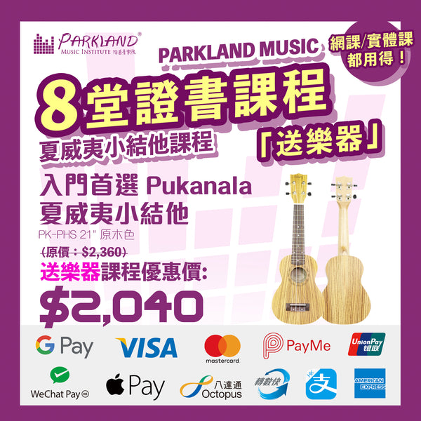 夏威夷小結他證書課程|送Ukulele|最快一個月取得證書