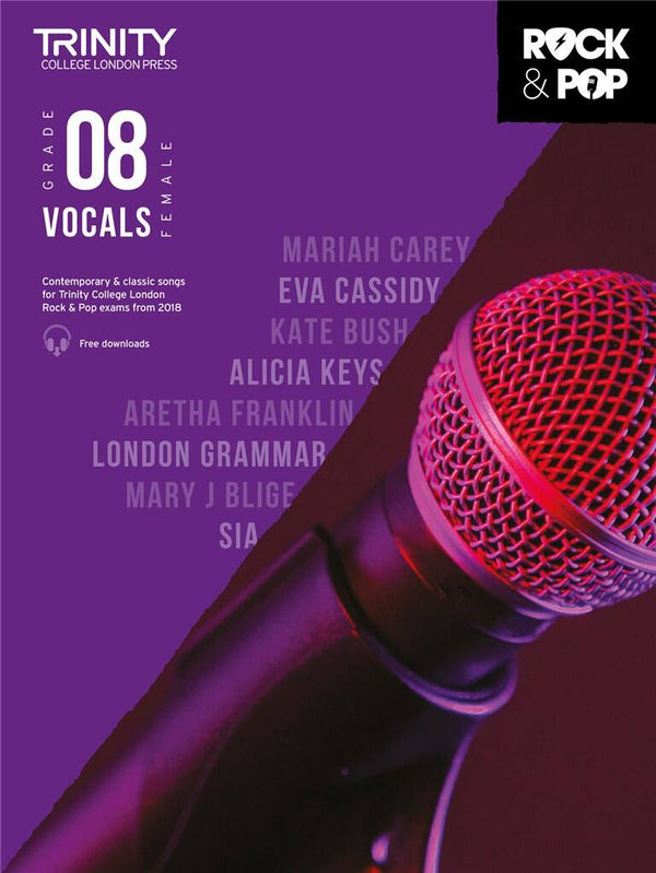 Trinity Rock and Pop from 2018 Vocals Grade 8 Female Voice with Audio Online