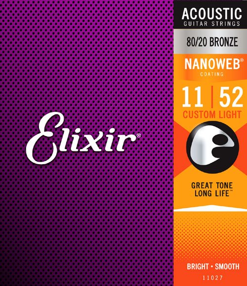 Elixir Nanoweb Coated 80/20 Bronze 木結他弦線 (11-52)