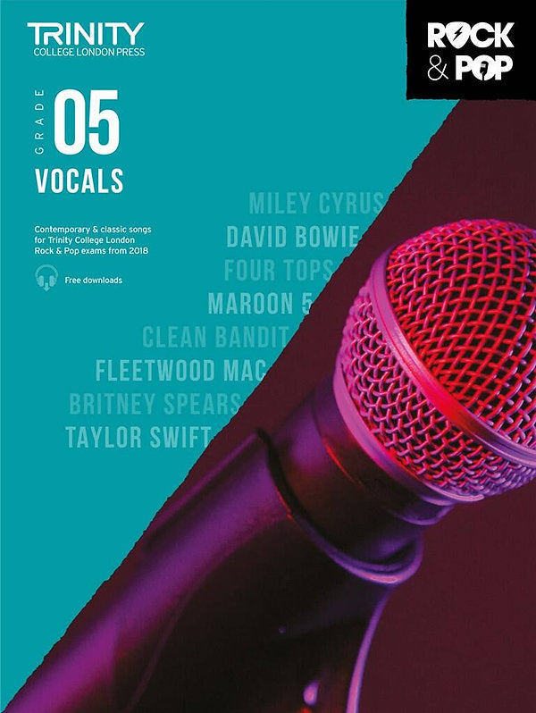 Trinity Rock and Pop from 2018 Vocals Grade 5 with Audio Download