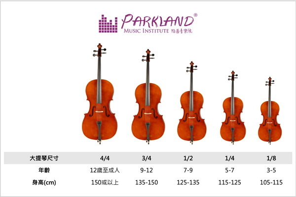 Cello size 大提琴尺寸